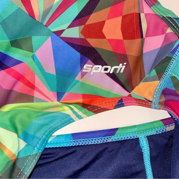 Sporti competition swimsuit thin strap “Prism” pattern, multi color. - Picture 2 of 4